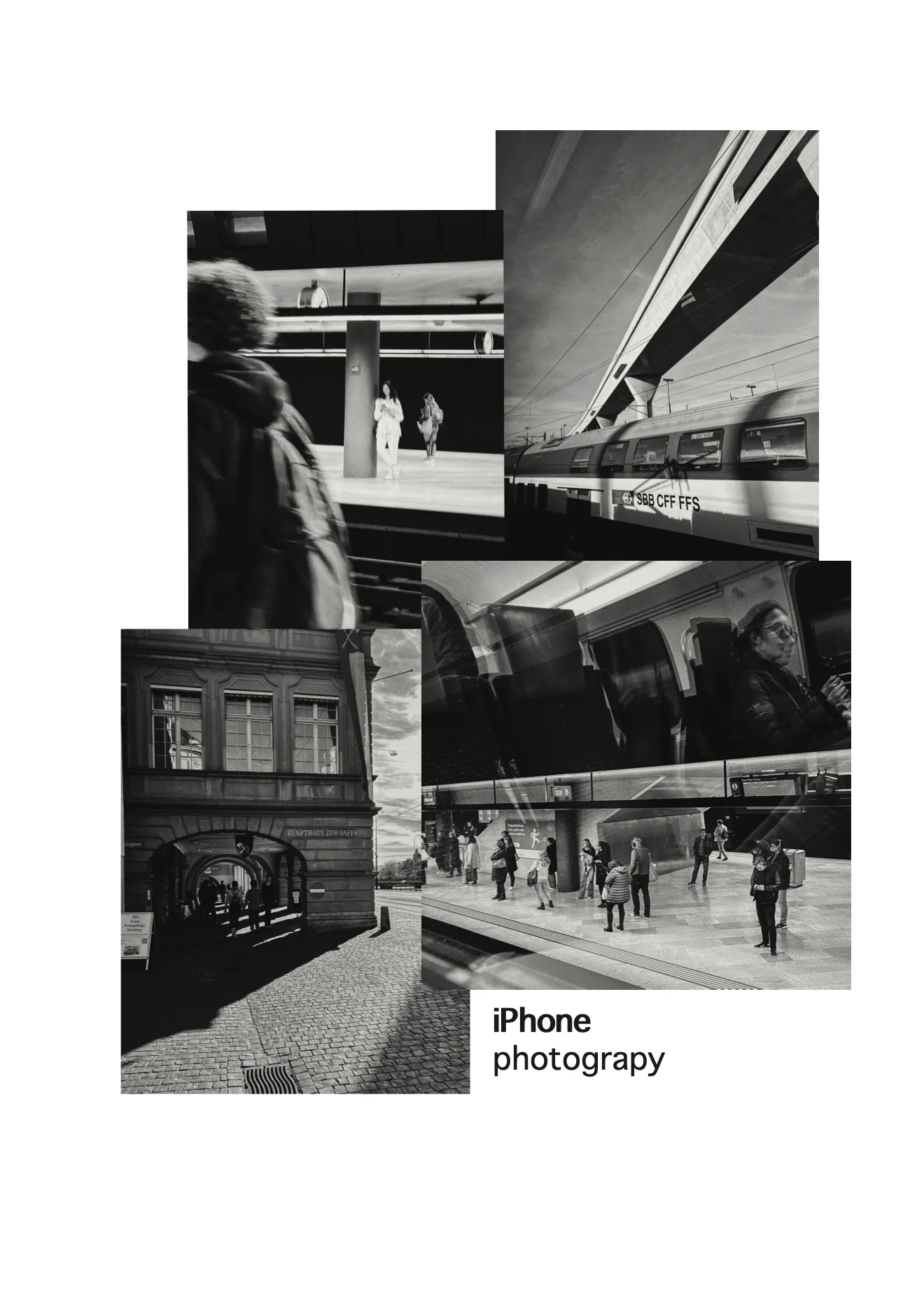 iPhone photography: black-and-white station and street scenes